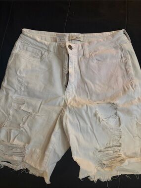 AP Blue Distressed White Denim Shorts